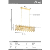 AVONNI AV-4307-S30X90 Sar Kaplama Klasik Avize E14 Metal Kristal 90x30cm