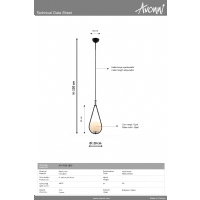 AVONNI AV-4316-1BSY Siyah Boyal Modern Avize E27 Metal Cam 20cm