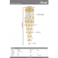 AVONNI AV-4316-37ST Sar Kaplama Modern Avize E14 Metal Cam 80cm