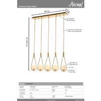 AVONNI AV-4316-5SY Sar Kaplama Modern Avize E14 Metal Cam 80x10cm