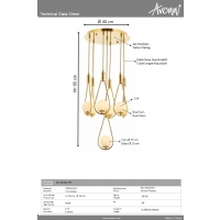 AVONNI AV-4316-7ST Sar Kaplama Modern Avize E14 Metal Cam 40cm	