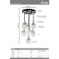 AVONNI AV-4317-7KT Krom Kaplama Modern Avize E27 Metal 40cm