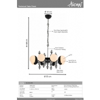 AVONNI AV-4322-8K Krom Kaplama Modern Avize E27 Metal Cam 105cm