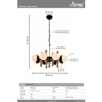 AVONNI AV-4322-8S Sar Kaplama Modern Avize E27 Metal Cam 105cm