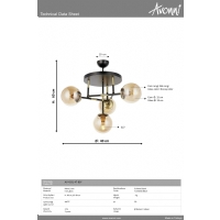 AVONNI AV-4331-4T-BSY Eskitme/Siyah Kaplama Modern Avize E27 Metal Cam 40cm