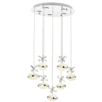 AVONNI AV-5263-7KT Krom Kaplama Modern Avize, LED, Metal, Cam, 50cm