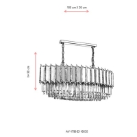 AVONNI AV-1790-E110X35 Eskitme Kaplama Modern Avize E27 Metal Cam 110x35cm