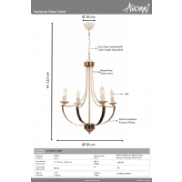 AVONNI AV-65077-4BBY Beyaz Boyal Modern Avize E14 Metal 50cm