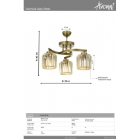 AVONNI AV-65229-3E Eskitme Kaplama Modern Avize E27 Metal Kristal 58cm