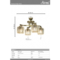 AVONNI AV-65229-4E Eskitme Kaplama Modern Avize E27 Metal Kristal 58cm