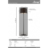 AVONNI HLM-9071-1BS Siyah Boyal Lambader, E27, Metal, 37x37cm