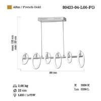 LUCEA 80423-04-L06-FG LAVELLA 6 LI LEDLI M.USTU AVIZE 75W 3000K