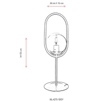 AVONNI ML-4275-1BSY Siyah Boyal Masa Lambas, E27, Metal, Cam, 20cm