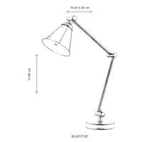 AVONNI ML-62173-02 Krom Kaplama Masa Lambas, E27, Metal, 45x15cm