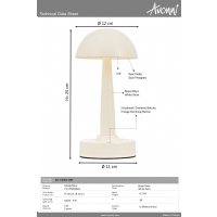 AVONNI ML-64004-BBY Beyaz Boyal Masa Lambas LED Metal Pleksi 12cm