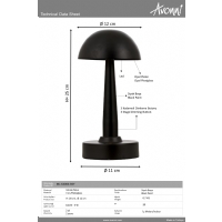 AVONNI ML-64004-BSY Siyah Boyal Masa Lambas LED Metal Pleksi 12cm