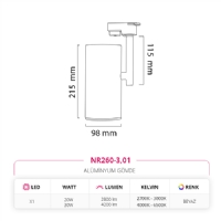 Nevo Dekoratif Ray Spot Beyaz NR260-3