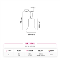 Nevo Dekoratif Ray Spot Siyah NR335