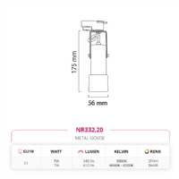 Nevo Dekoratif Ray Spot Siyah Bakr NR332