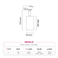 Nevo Dekoratif Ray Spot Siyah Bakr NR328