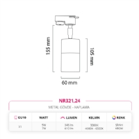 Nevo Dekoratif Ray Spot Siyah Krom NR321