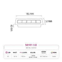 Nevo Sva Alt Led Spot Siyah ND101-1