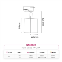 Nevo Dekoratif Ray Spot Siyah Bakr NR330