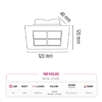 Nevo Sva Alt Led Spot Siyah ND102