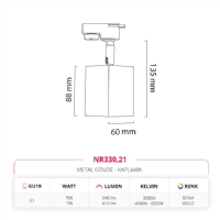 Nevo Dekoratif Ray Spot Siyah Gold NR330