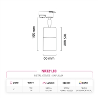 Nevo Dekoratif Ray Spot Siyah Saten Portakal NR321