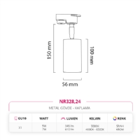 Nevo Dekoratif Ray Spot Siyah Krom NR328