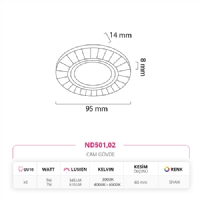 Nevo Sva Alt Cam Spot Siyah ND501