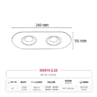 Nevo Sva Alt kili Led Spot Eskitme Siyah ND310-2