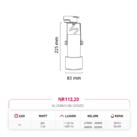 Nevo Dekoratif Ray Spot Siyah Bakr NR112