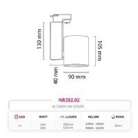 Nevo Dekoratif Ray Spot Siyah NR252