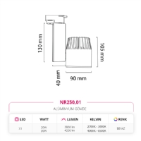 Nevo Dekoratif Ray Spot Beyaz NR250