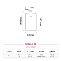 Nevo Dekoratif Ray Spot Beyaz Platin NR360-1