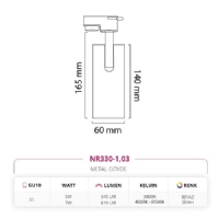 Nevo Dekoratif Ray Spot Beyaz Siyah NR330-1