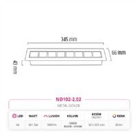 Nevo Sva Alt Led Spot Siyah ND102-2