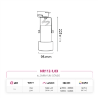 Nevo Dekoratif Ray Spot Beyaz Siyah NR112-1