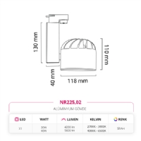 Nevo Dekoratif Ray Spot Siyah NR225