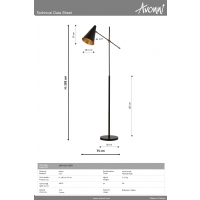 AVONNI LM-9114-1BSY Siyah Boyal Lambader E27 Metal 20x75cm