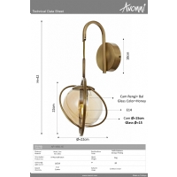 AVONNI AP-1850-1E Eskitme Kaplama Aplik E14 Metal Cam 22x24cm