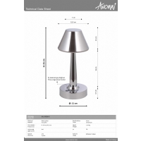 AVONNI ML-64006-K Krom Kaplama Masa Lambas LED Metal Pleksi 11cm